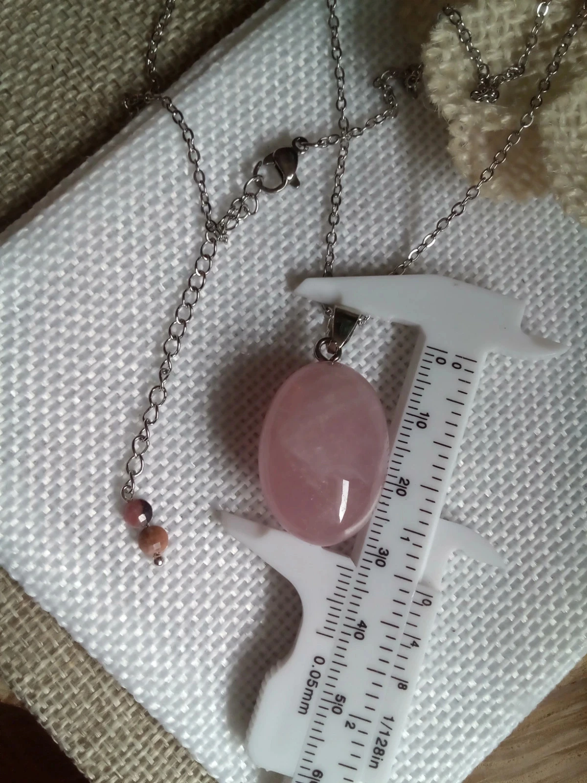 Collier bohème pierre de quartz rose naturelle – photo 2